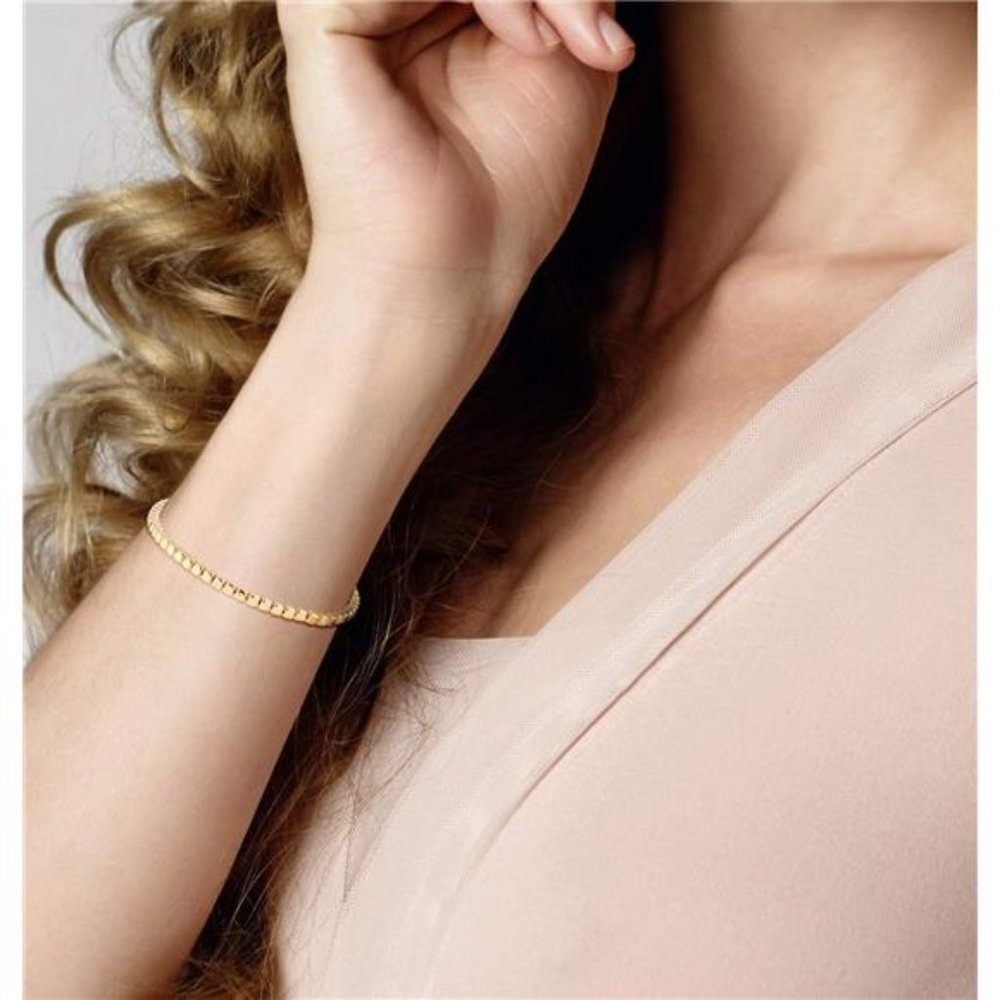 18K Gold Over 925 Sterling Silver Organic Cube Bead Chain Bracelet